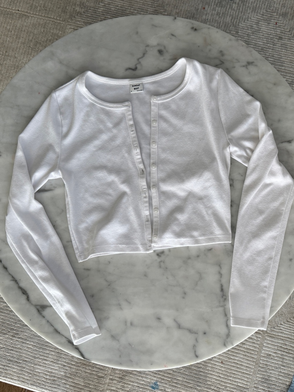 Sunday Best White Button-Front Crop Cardigan - Picture 3 of 7
